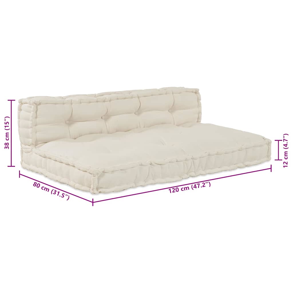 Polstrovaný Pohovkový Polštář 2 Pcs Textil Krémová