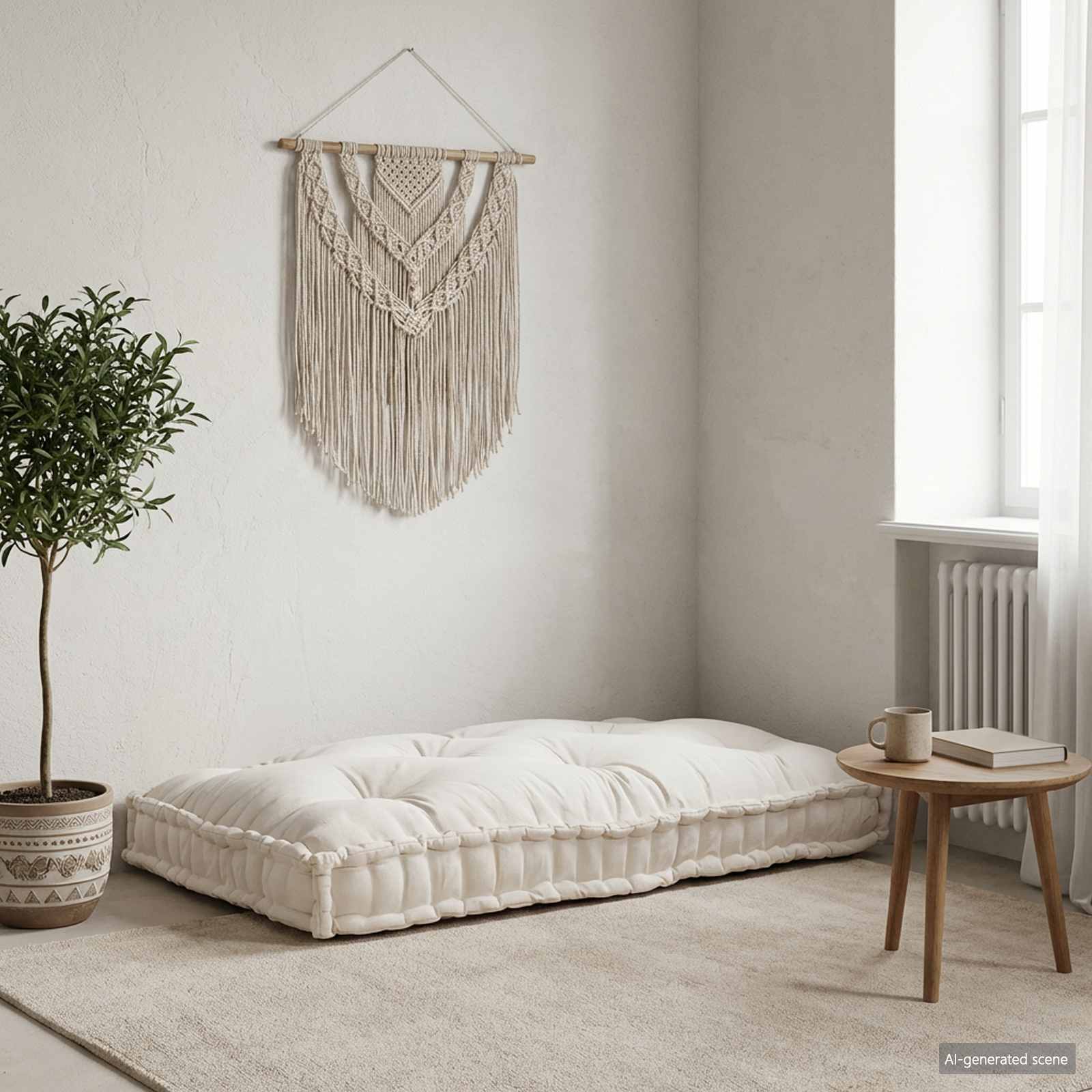 Polstrovaný Pohovkový Polštář Krémová 120 X 80 X 12 Cm Textil