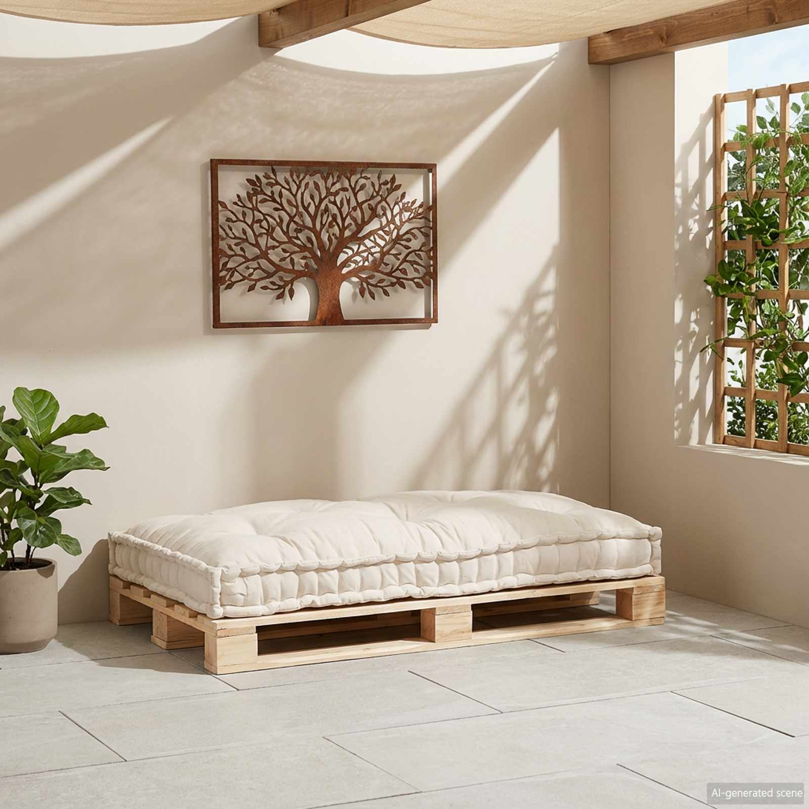 Polstrovaný Pohovkový Polštář Krémová 120 X 80 X 12 Cm Textil