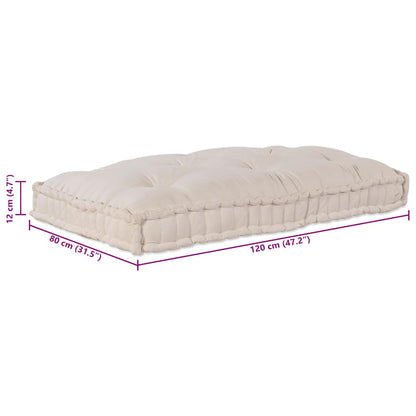 Polstrovaný Pohovkový Polštář Krémová 120 X 80 X 12 Cm Textil