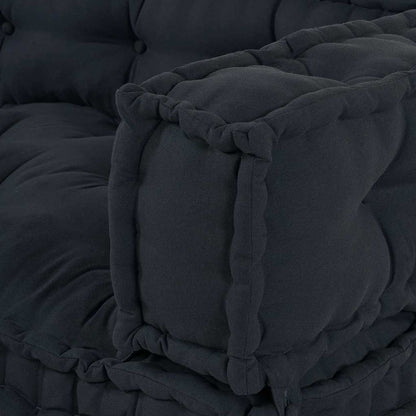 Polstrovaný Pohovkový Polštář 3 Pcs Textil Antracitová