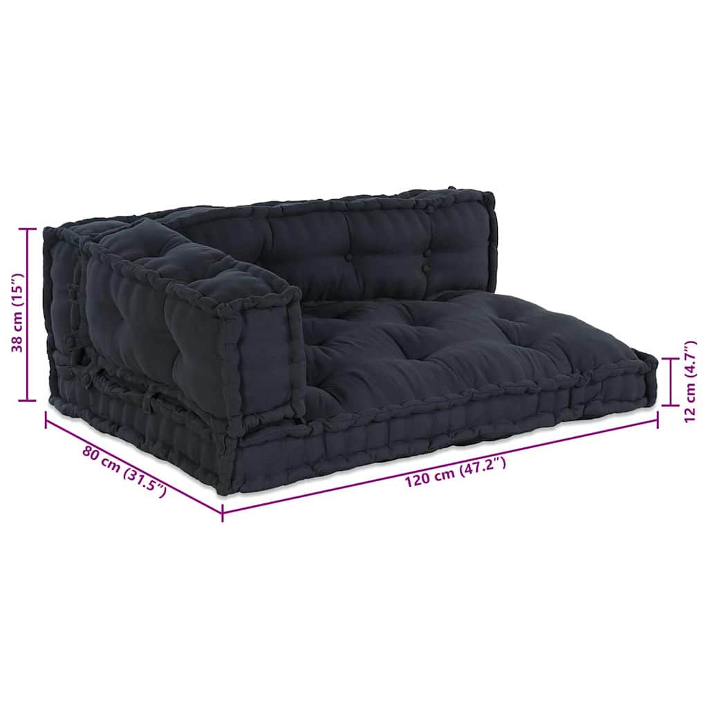 Polstrovaný Pohovkový Polštář 3 Pcs Textil Antracitová