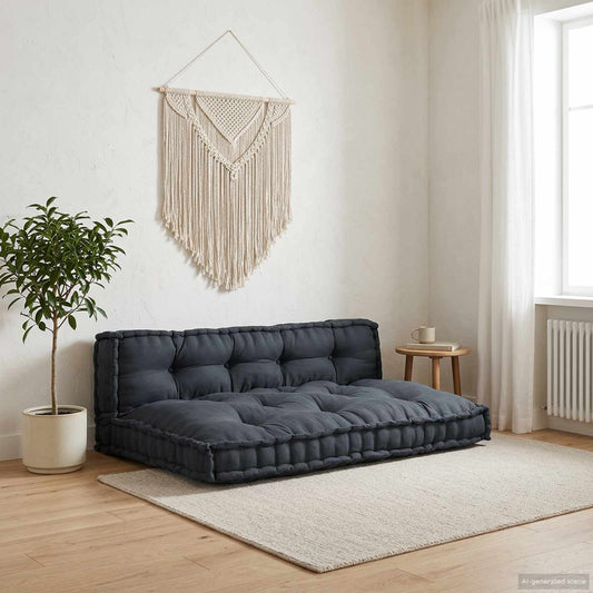 Polstrovaný Pohovkový Polštář 2 Pcs Textil Antracitová