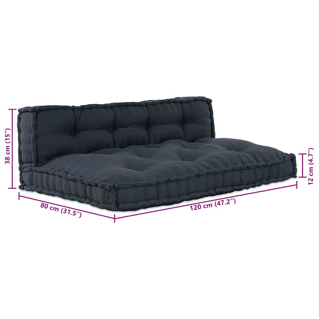 Polstrovaný Pohovkový Polštář 2 Pcs Textil Antracitová
