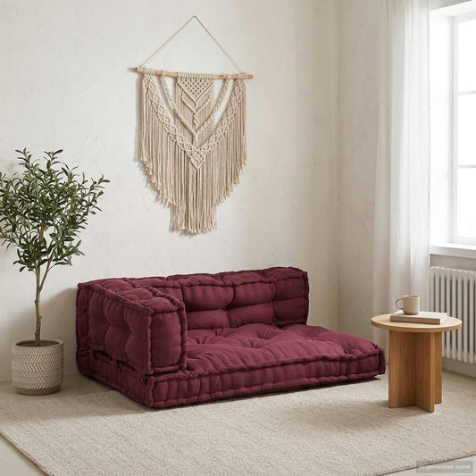 Polstrovaný Pohovkový Polštář 3 Pcs Textil Bordó