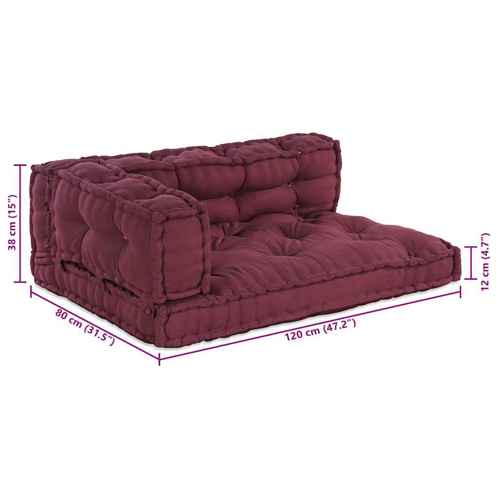 Polstrovaný Pohovkový Polštář 3 Pcs Textil Bordó