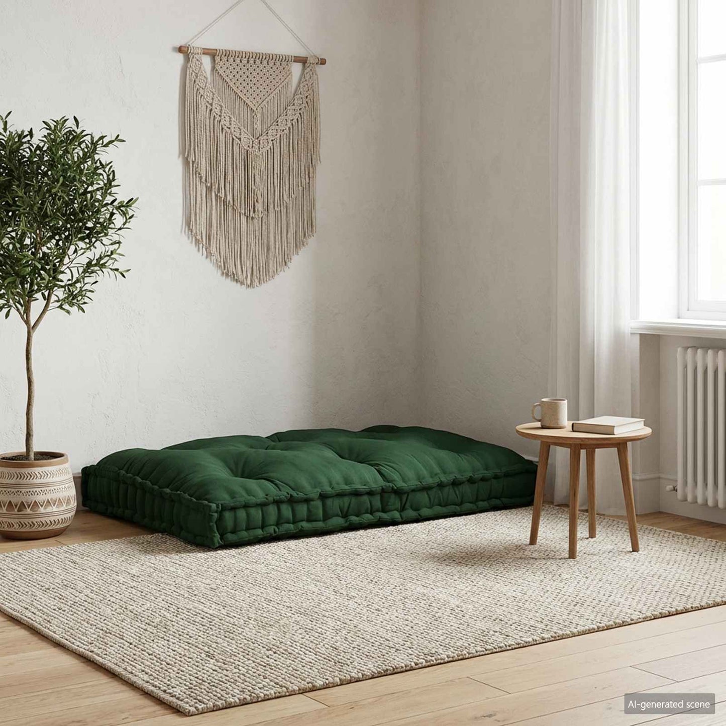 Polstrovaný Pohovkový Polštář Zelená 120 X 80 X 12 Cm Textil