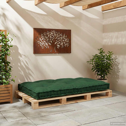 Polstrovaný Pohovkový Polštář Zelená 120 X 80 X 12 Cm Textil