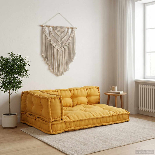 Polstrovaný Pohovkový Polštář 3 Pcs Textil Žlutá