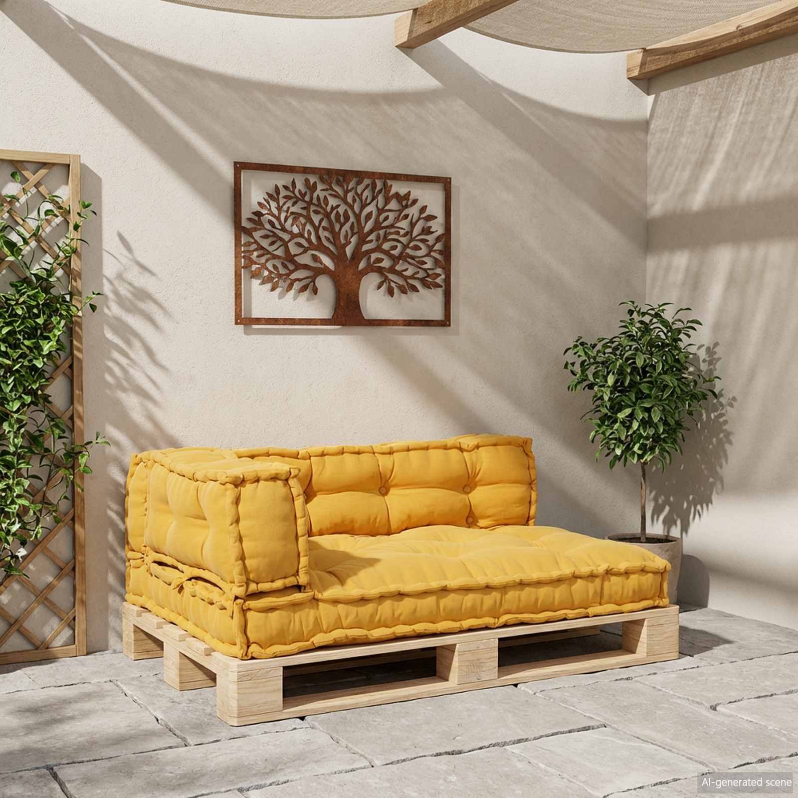 Polstrovaný Pohovkový Polštář 3 Pcs Textil Žlutá