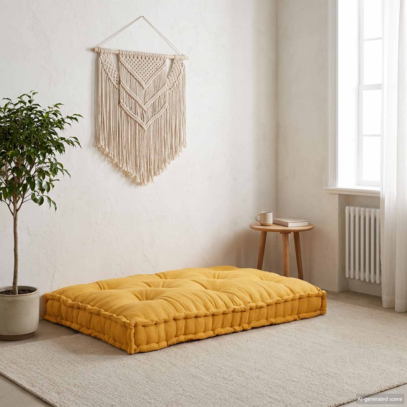 Polstrovaný Pohovkový Polštář Žlutá 120 X 80 X 12 Cm Textil