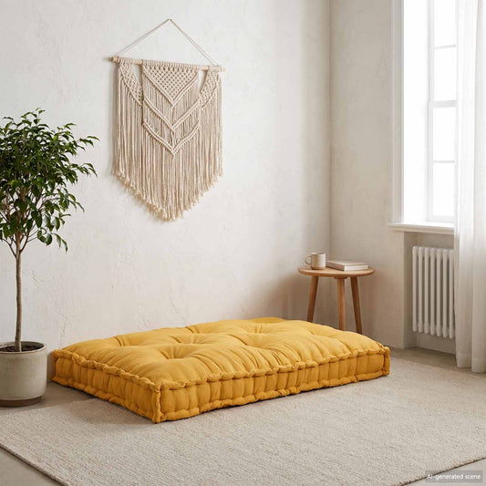 Polstrovaný Pohovkový Polštář Žlutá 120 X 80 X 12 Cm Textil