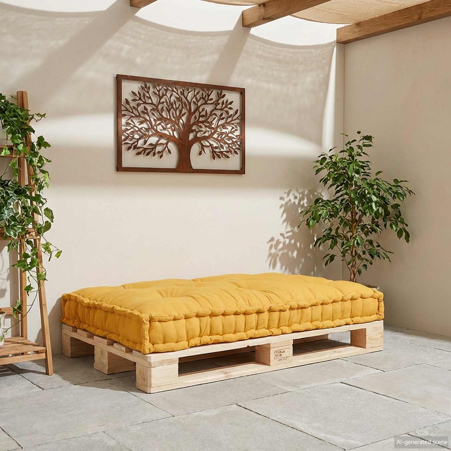 Polstrovaný Pohovkový Polštář Žlutá 120 X 80 X 12 Cm Textil