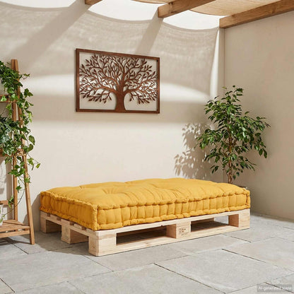 Polstrovaný Pohovkový Polštář Žlutá 120 X 80 X 12 Cm Textil