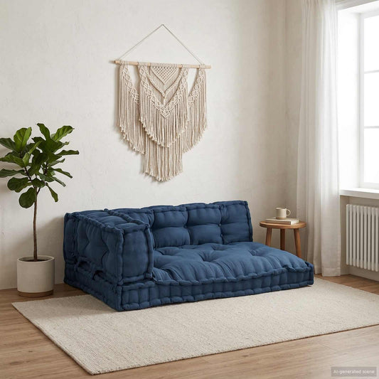 Polstrovaný Pohovkový Polštář 3 Pcs Textil Indigo