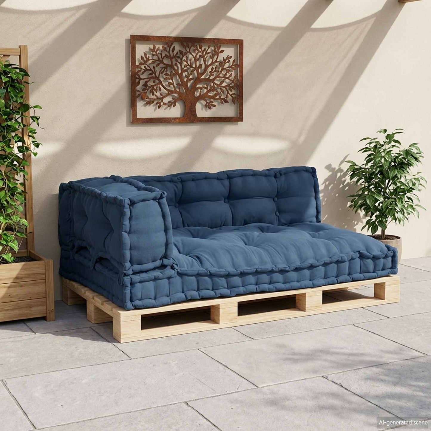 Polstrovaný Pohovkový Polštář 3 Pcs Textil Indigo