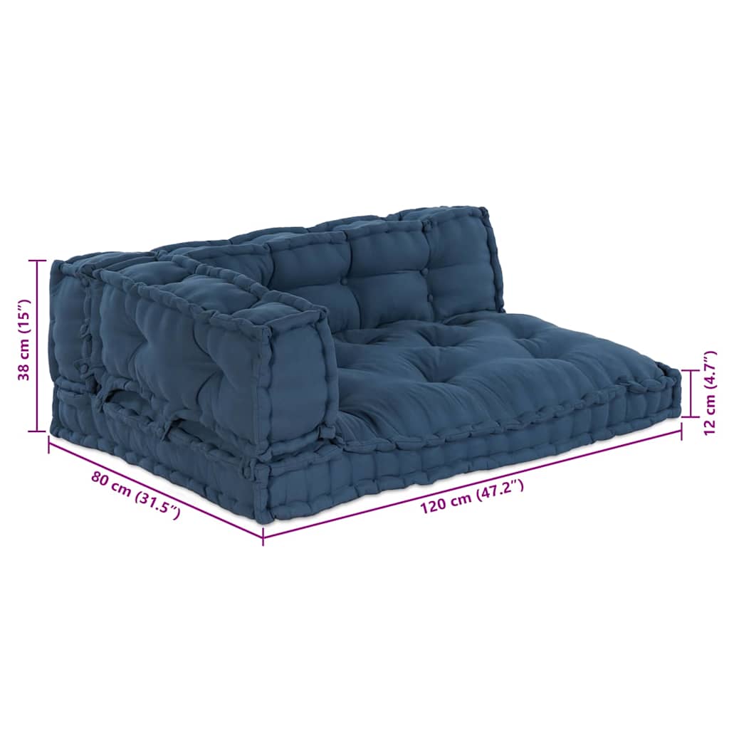 Polstrovaný Pohovkový Polštář 3 Pcs Textil Indigo