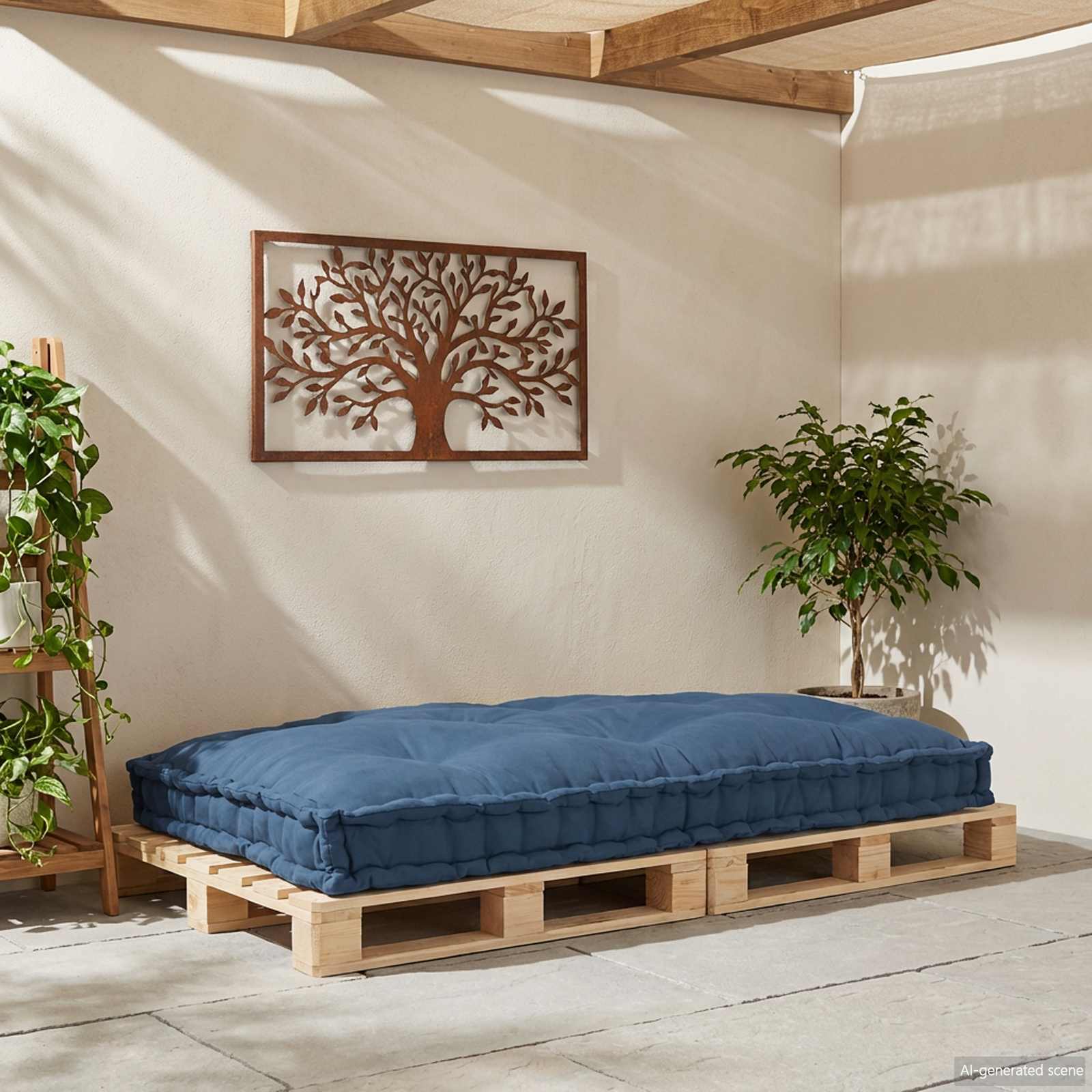 Polstrovaný Pohovkový Polštář Indigo 120 X 80 X 12 Cm Textil