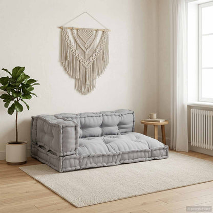 Polstrovaný Pohovkový Polštář 3 Pcs Textil Šedá