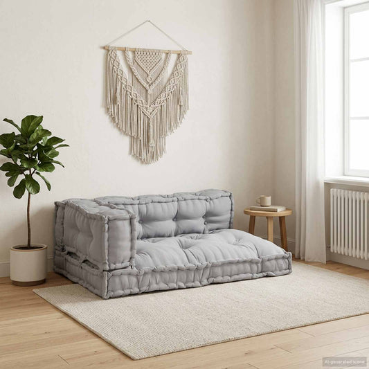 Polstrovaný Pohovkový Polštář 3 Pcs Textil Šedá