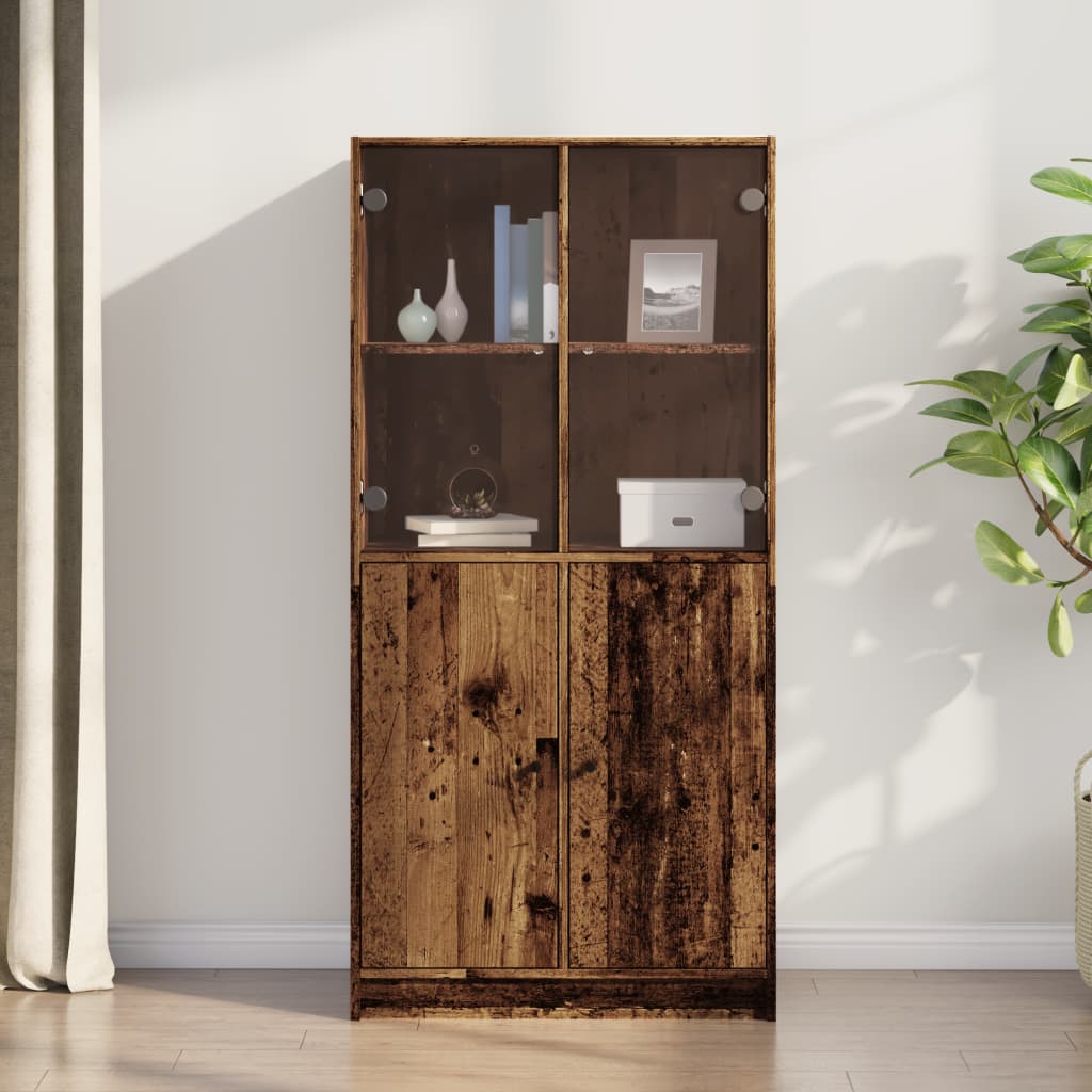 Highboard S Dvířky Bílý 68 X 37 X 142 Cm Kompozitní Dřevo