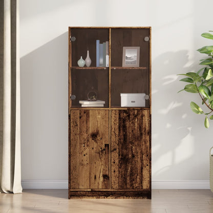 Highboard S Dvířky Bílý 68 X 37 X 142 Cm Kompozitní Dřevo