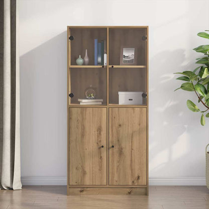 Highboard S Dvířky Bílý 68 X 37 X 142 Cm Kompozitní Dřevo