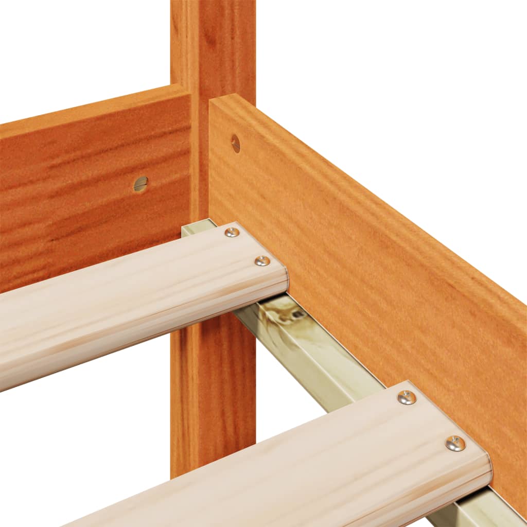 Postel S Knihovnou Bez Matrace Hnědá Masivní Borovice