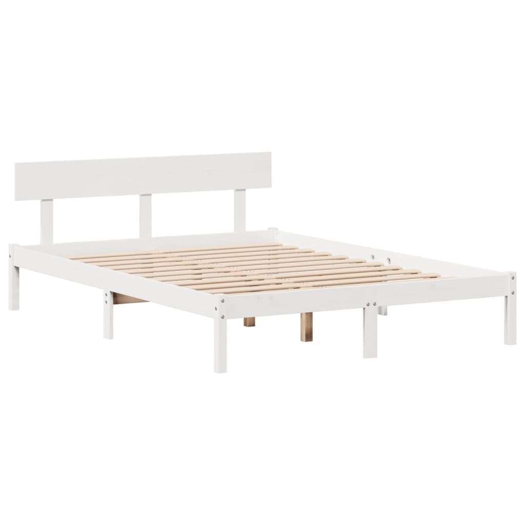 Postel S Knihovnou Bez Matrace Bílá 140X190 Cm Masivní Borovice