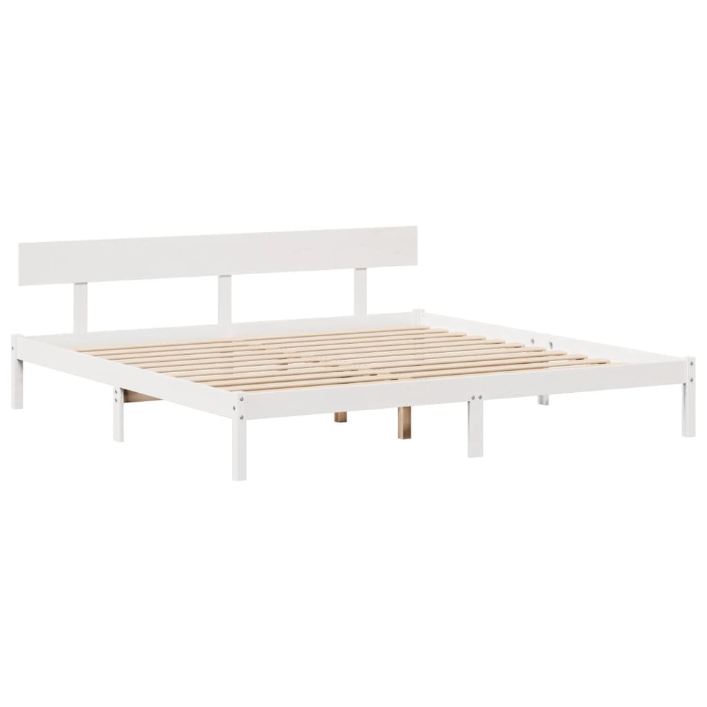 Postel S Knihovnou Bez Matrace Bílá 180X200 Cm Masivní Borovice