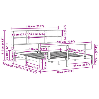 Postel S Knihovnou Bez Matrace Bílá 180X200 Cm Masivní Borovice