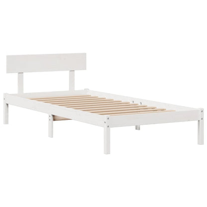 Postel S Knihovnou Bez Matrace Bílá 75X190 Cm Masivní Borovice