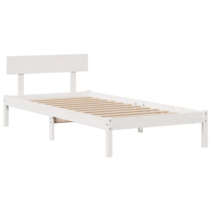 Postel S Knihovnou Bez Matrace Bílá 90X190 Cm Masivní Borovice