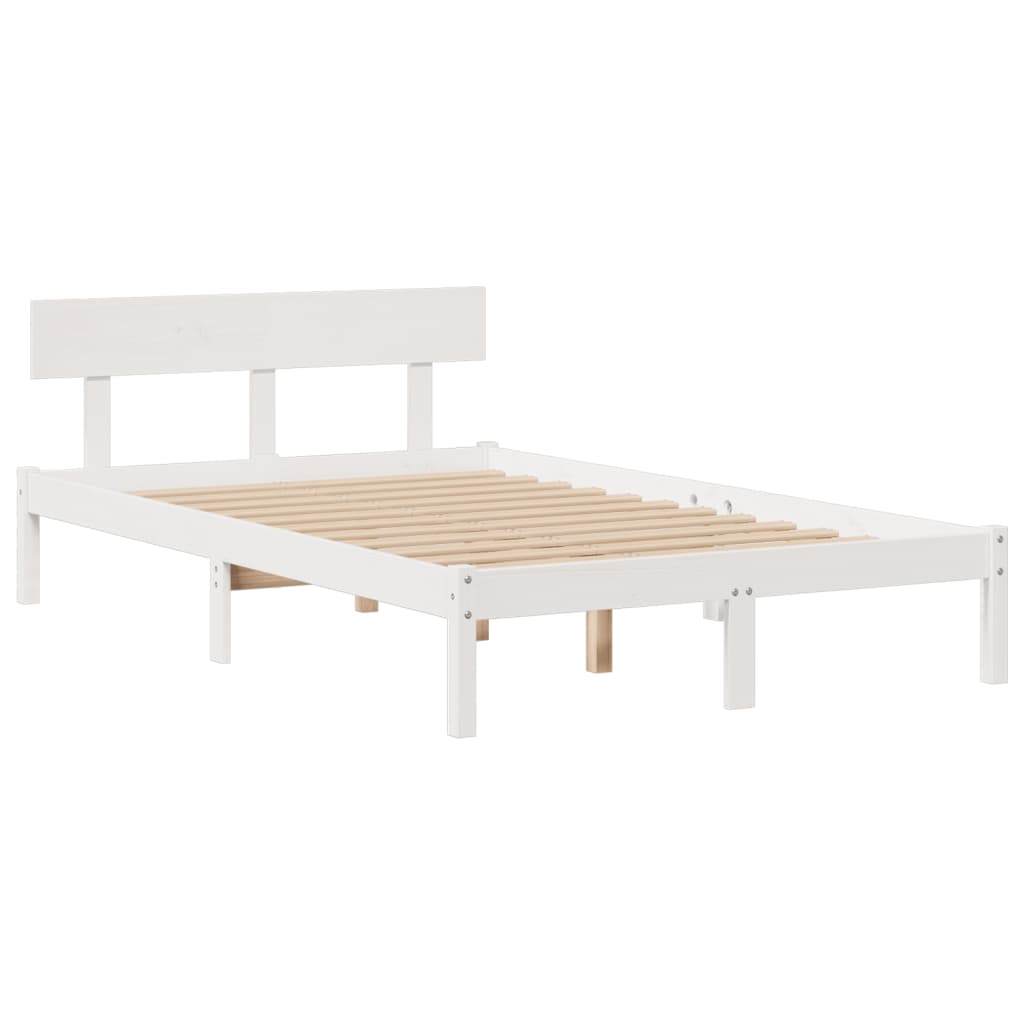 Postel S Knihovnou Bez Matrace Bílá 135X190 Cm Masivní Borovice