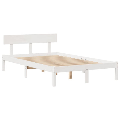 Postel S Knihovnou Bez Matrace Bílá 135X190 Cm Masivní Borovice