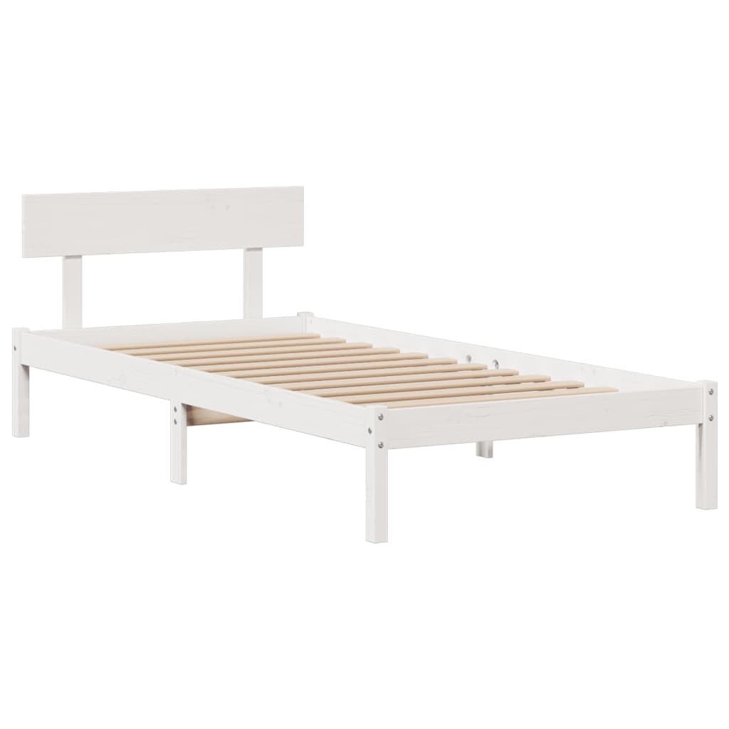 Postel S Knihovnou Bez Matrace Bílá 90X200 Cm Masivní Borovice