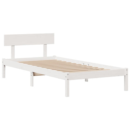 Postel S Knihovnou Bez Matrace Bílá 90X200 Cm Masivní Borovice