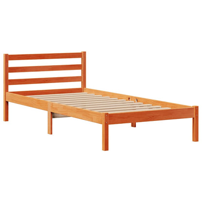 Postel S Knihovnou Bez Matrace Hnědá 75X190 Cm Masivní Borovice