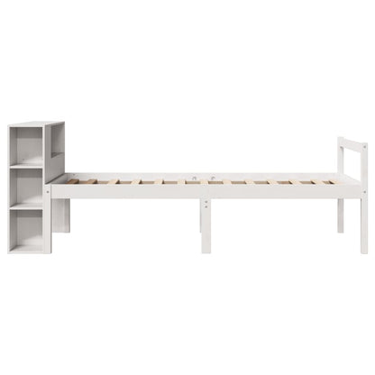 Postel S Knihovnou Bez Matrace Bílá 75X190 Cm Masivní Borovice