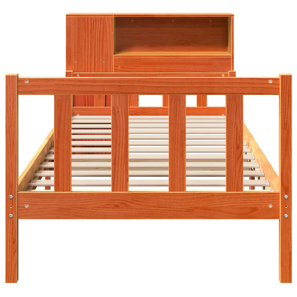 Postel S Knihovnou Bez Matrace Hnědá Masivní Dřevo