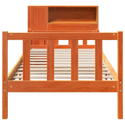 Postel S Knihovnou Bez Matrace Hnědá Masivní Dřevo