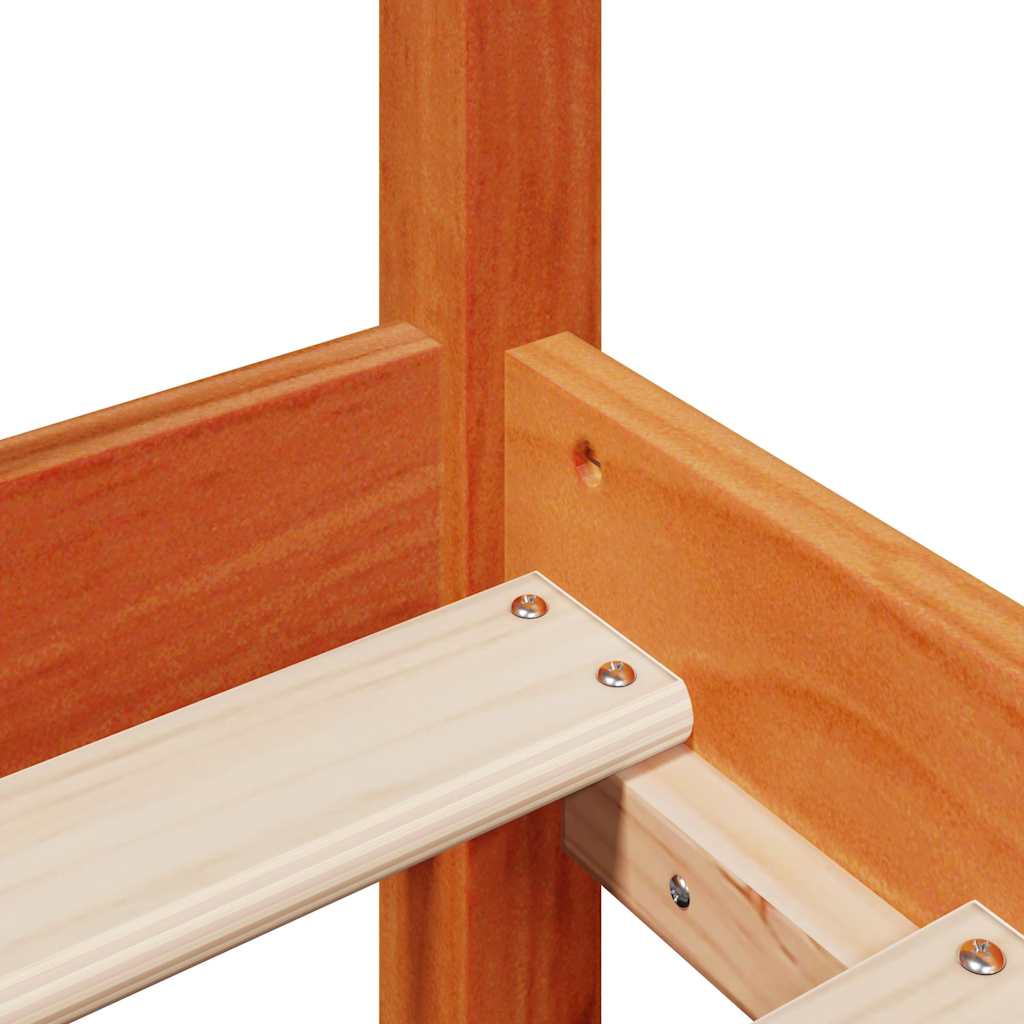 Postel S Knihovnou Bez Matrace Hnědá Masivní Dřevo