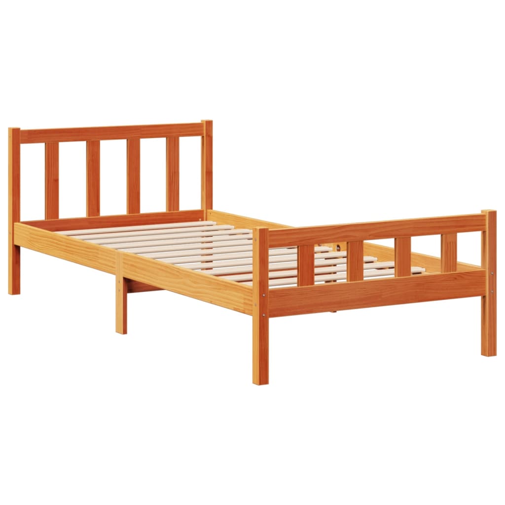 Postel S Knihovnou Bez Matrace Hnědá 75X190 Cm Masivní Borovice