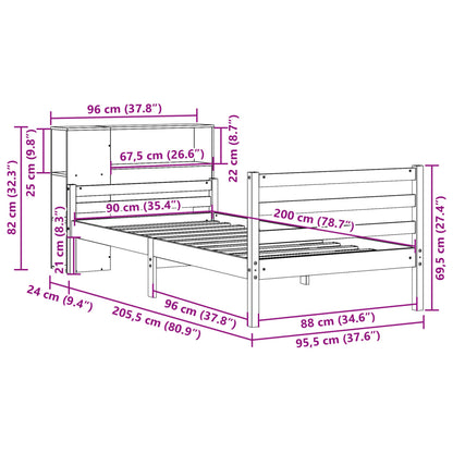 Postel S Knihovnou Bez Matrace Masivní Borovice