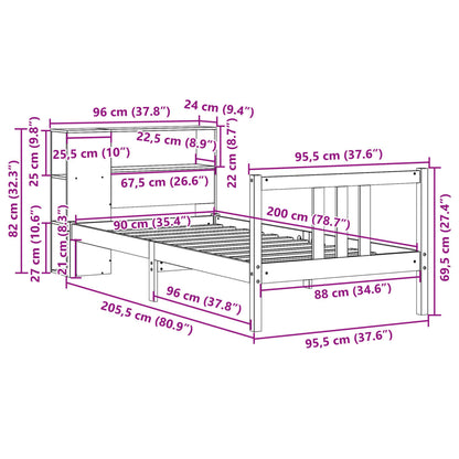 Postel S Knihovnou Bez Matrace Masivní Borovice