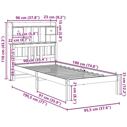 Postel S Knihovnou Bez Matrace Masivní Borovice