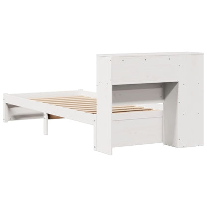 Postel S Knihovnou Bez Matrace Bílá 75X190 Cm Masivní Borovice