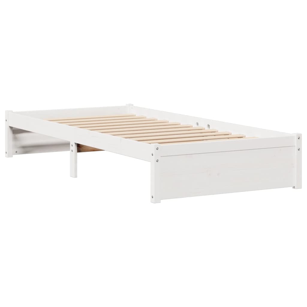 Postel S Knihovnou Bez Matrace Bílá 75X190 Cm Masivní Borovice