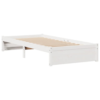 Postel S Knihovnou Bez Matrace Bílá 75X190 Cm Masivní Borovice