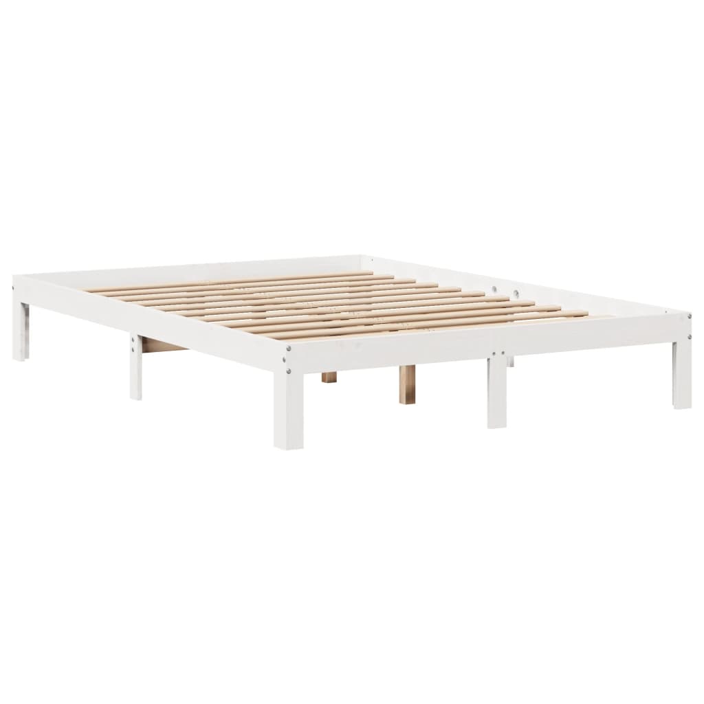 Postel S Knihovnou Bez Matrace Bílá 150X200 Cm Masivní Borovice